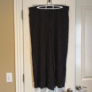 Adrianna Papell black + white wide leg flowy pants with elastic back waistband